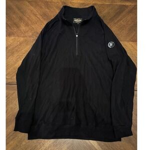 Straight Down Mens 1/4 Zip Pullover Sweatshirt Black Corduroy Size Large |Q1